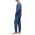 thumbnail image 5 of yuCgh Men's Pajama Set with Long Sleeve and Long Pants, Two-Piece Henley Collar Design for Comfortable Sleepwear, Breathable and Soft for Nighttime Lounge,Dark Blue 3XL, 5 of 9