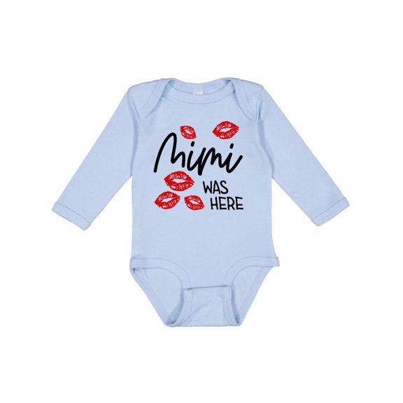 Inktastic Mimi Was Here Red Kisses Boys or Girls Long Sleeve Baby Bodysuit