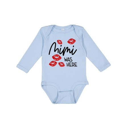 

Inktastic Mimi Was Here Red Kisses Gift Baby Boy or Baby Girl Long Sleeve Bodysuit