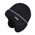 thumbnail image 1 of Women Men Winter Beanie Hat Solid Color Unisex Knit Wool Hat Thickened Ribbed Fleece Lined Hat with Earflaps, 1 of 10