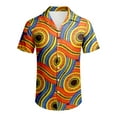 thumbnail image 3 of Mens Shirts Short Sleeve African Dashiki Traditional Style Summer Hawaii Beach Floral Print Blouses Casual Summer Tops Orange XL, 3 of 5