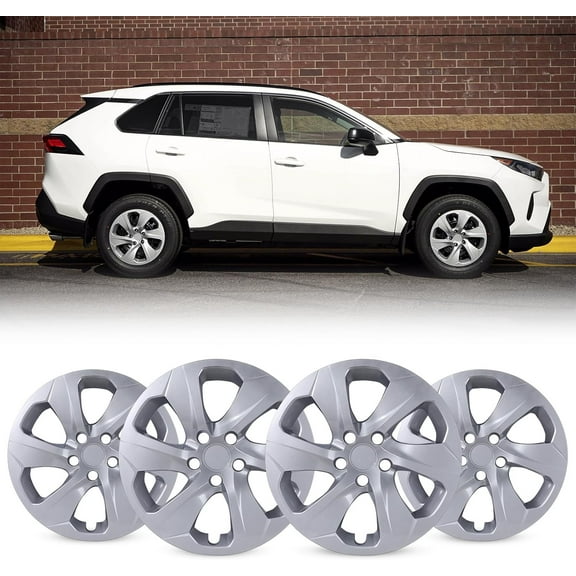 4-Pack Hubcaps for 2019 2020 2021 2022 2023 2024 2025 Toyota RAV4,17" Steel Wheel,Snap On Tire Cover Replacement Black Lacquer