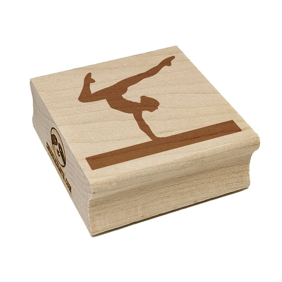 Balance Beam Artistic Gymnastics Square Rubber Stamp Stamping Scrapbooking Crafting - Small 1.25in