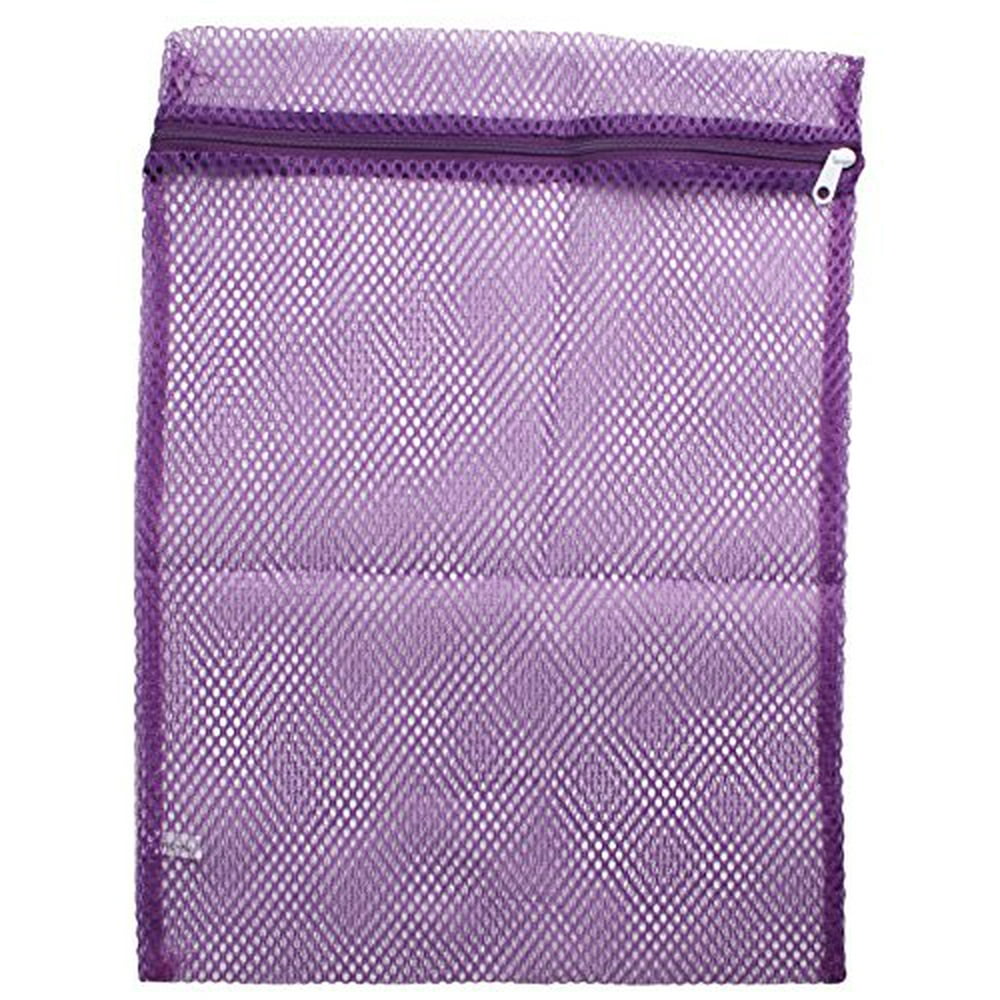 Mesh Zippered Laundry Sock Bag Purple