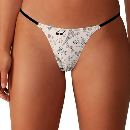 

Lovely Eiffel Tower Women s G-String Thongs Low Rise Hipster Underwear Stretch T-Back Panties