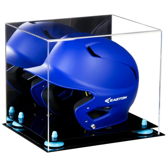 Versatile Deluxe Acrylic Display Case - Medium Rectangle Box with Blue Risers and Mirror 12.25" x 10" x 10.5" (A012-BLR)