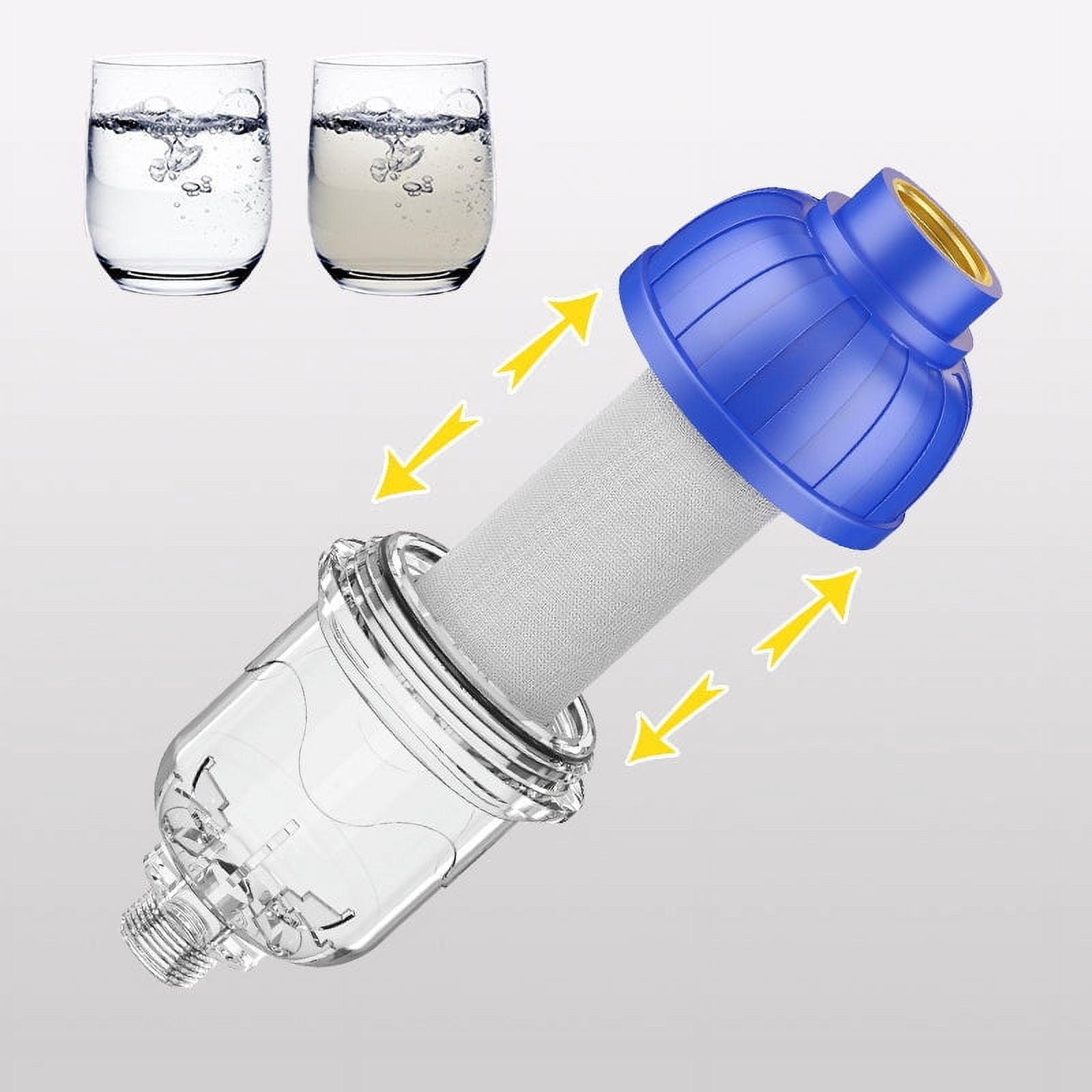 Inline Water Sediment Filter 40 Micron, 316 Stainless Steel Pre-Filter for Water Heater Protection, Clear See-Through Filter Housing, Reusable & Washable Screen, Fits 3/4 Inch Pipe