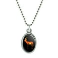 thumbnail image 1 of Gazelle Orange Sky Africa Acacia Antiqued Oval Charm Pendant with Chain, 1 of 3