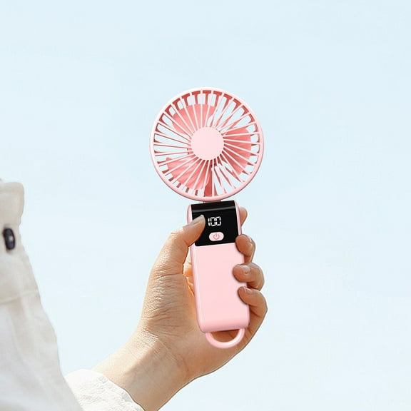 Clearance Under $5!Yyuenw Portable Handheld Fan with LED Display, 1200 mAh Battery Operated Fans, Small Mini Hand Held Fan 5 Speeds Level, LED Display, Battery Powered for Travel, Outdoor, Makeup