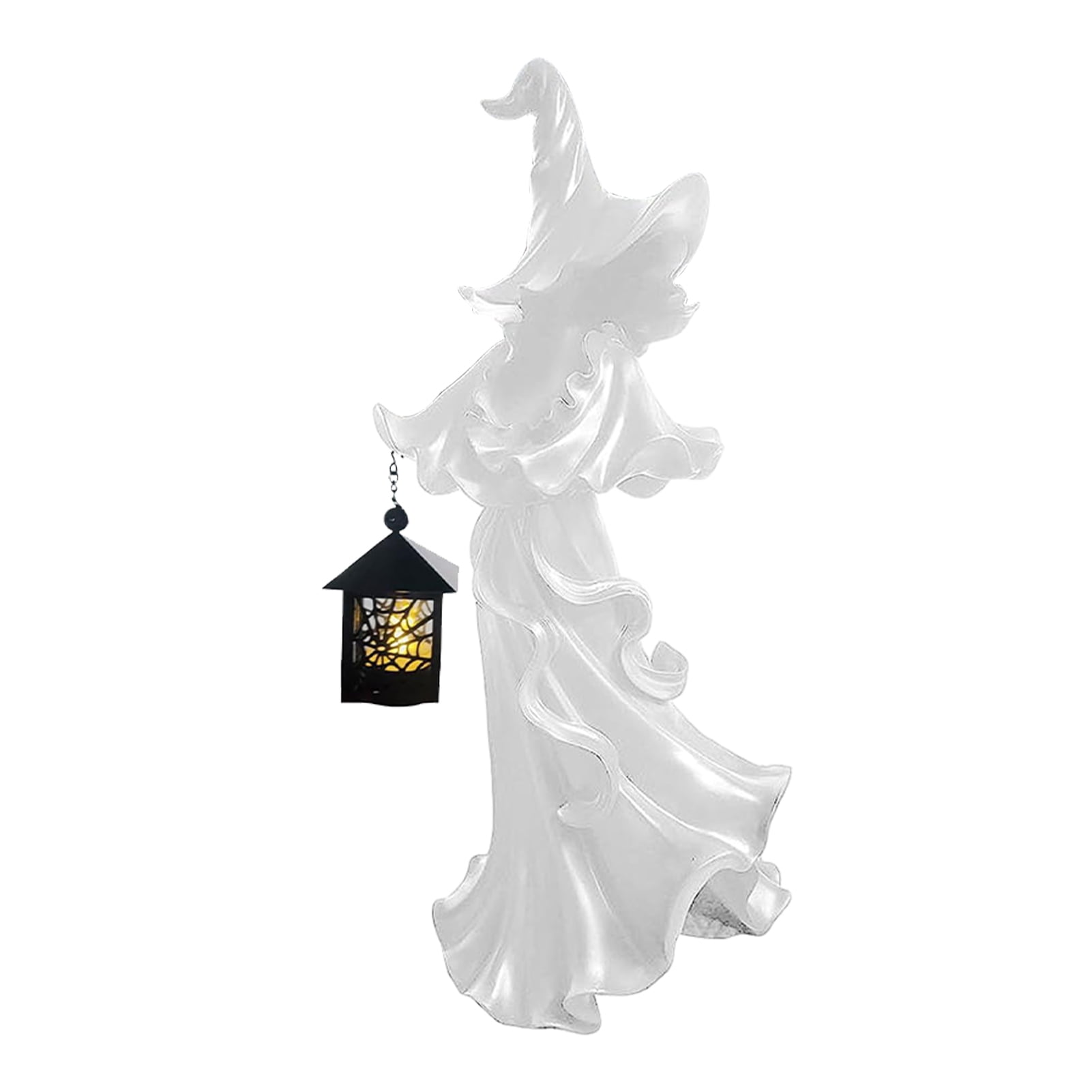 Boc Halloween Witch Sculpture with Lantern Ornament Ghost Looking Resin