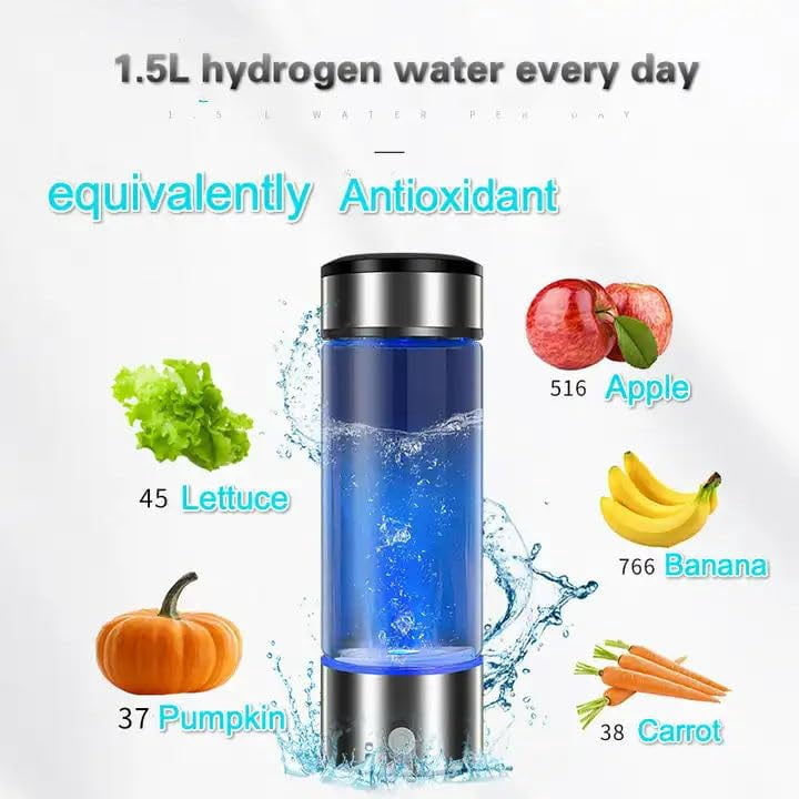 A Hydrogen Water Bottle Generator with PEM SPE Technology,Hydrogen Water Ionizer Glass Health Cup for Home Travel,Office and Daily Drinking