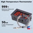 thumbnail image 2 of Medidor de temperatura PEMENOL 12V rojo digital con termopar, 2 of 8