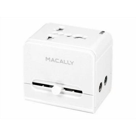 Macally Portable International Travel Universal Power Plug Adapter With An USB Port - White