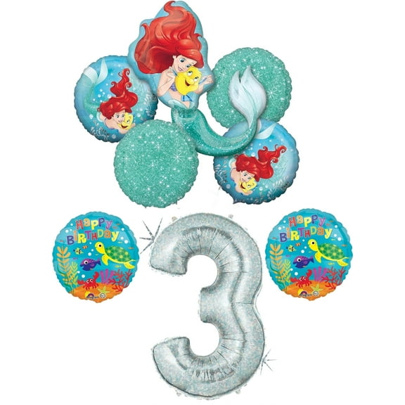 Ariel Little Mermaid Disney Princess Undersea 3rd BIRTHDAY PARTY Balloons