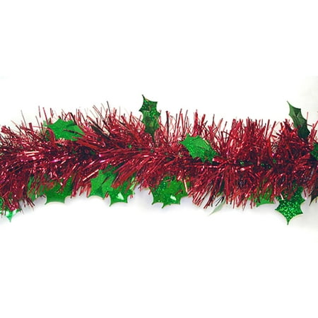 12 shiny red christmas tinsel garland with green 12 shiny red christmas tinsel garland with green