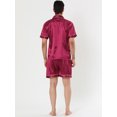 thumbnail image 4 of Ropa de dormir para hombres Top y pantalones de manga corta Ropa de dormir de verano Conjuntos de pijama de satén borgoña S, 4 of 4