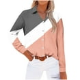 thumbnail image 6 of Plus Size Womens Shirts Graphic Printed Button Down Lapel Collared Tops Long Sleeve Loose Casual Dressy Blouses (L, Orange), 6 of 7