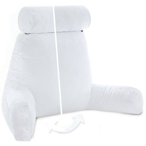 XXL Husband Pillow Cover Aspen - Reversible Micro Plush to Microsuede - Side and Back Pockets - Perfect Fit for the XXL Bed Rest Pillow - Convenient Handle for Carrying, Dark Blue