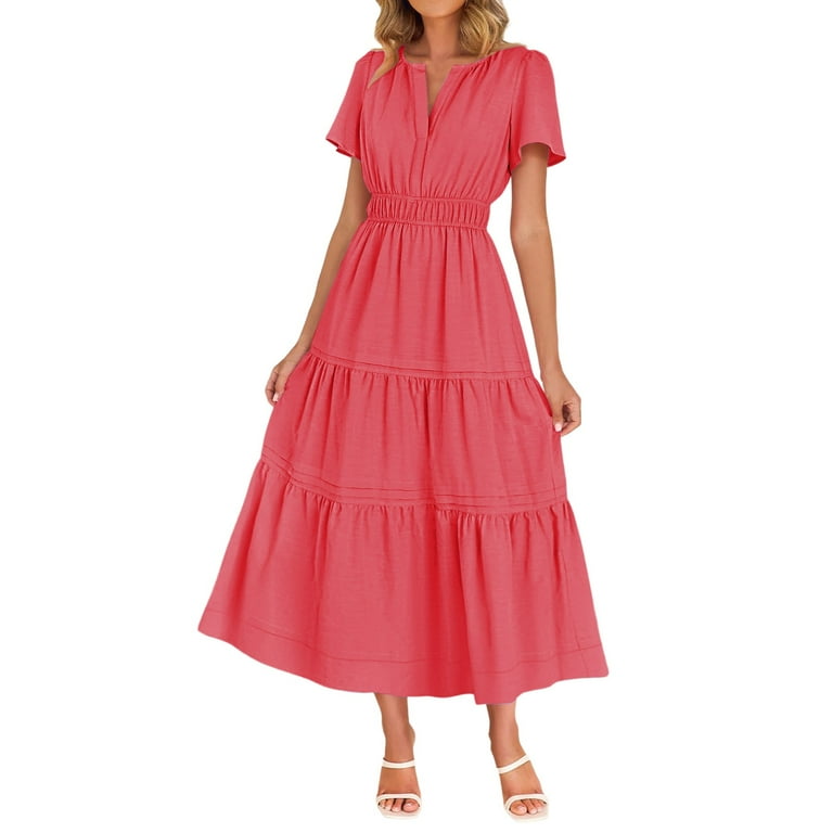 Floral Dresses Wish Beach Dresses Moxiu Womens Floral Dresses 2025 Summer Dresses Below The Knee Short Sleeve  Pockets Crewneck Print Swing Beach Dress Boho Tshirt Dress Blue,L