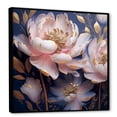 thumbnail image 2 of Designart "Art Deco-Inspired Pink Peony On A Blue Background" Poppies Floater Framed Canvas Wall Art, 2 of 5