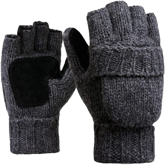Jtbuh XLY Winter Knitted Fingerless Gloves Woolen Thermal Insulation Convertible Mittens Flap Cover for Women and Men