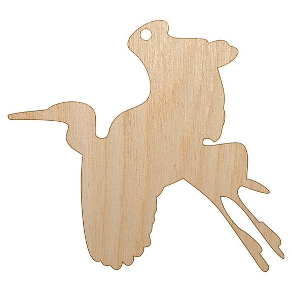 Stork Flying Solid Wood Holiday Christmas Tree Ornament Unfinished DIY Pre-Drilled Craft