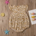 thumbnail image 5 of Douhoow Baby Girls Summer Romper Floral Ruffle Sleeve Round Back Button Jumpsuit, 5 of 6