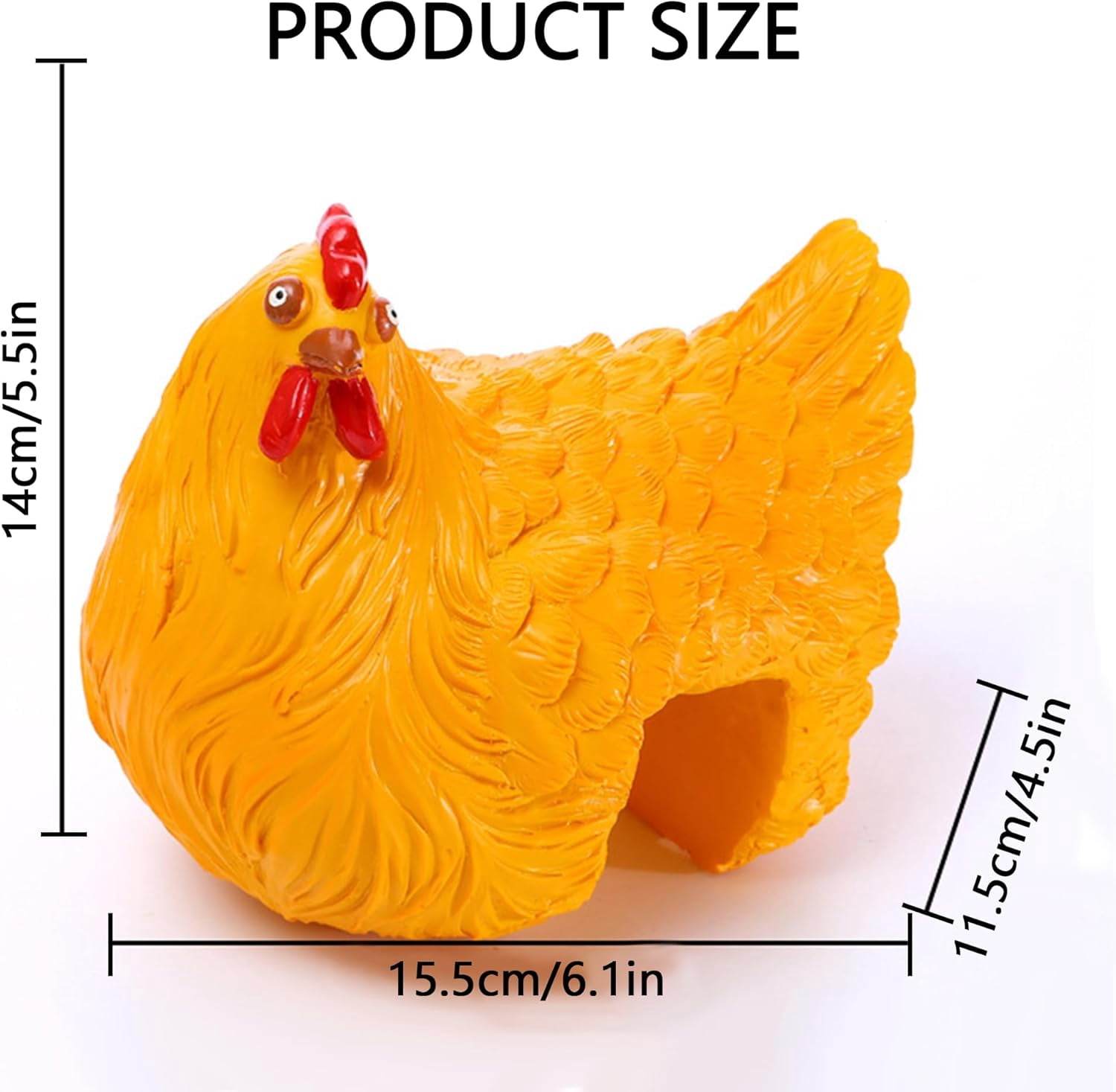 Chickens Statue Funny Yard Decor:Resin Chicken Figurines,Tree Fence Decorations Outdoor,Chicken Decorations for Garden,Farm,Patio,Backyard (Yellow)