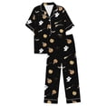 thumbnail image 4 of JAJAHO Women Halloween Pajamas Set 2 Piece Pjs Pumpkin Ghost Printed Short Sleeve Button Shirt With Pants Set, 4 of 5