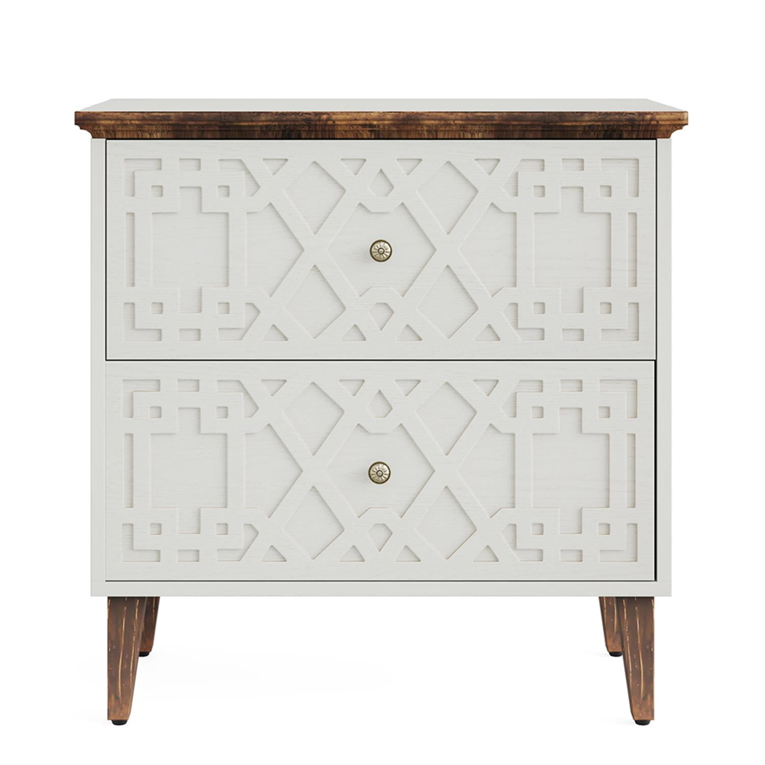 Demi Bonn 2-Drawer File Cabinet, Wood Filing Cabinet for Home Office, Printer Stand, for A4, Letter-Size Documents, Storage Cabinet for Home Office, White