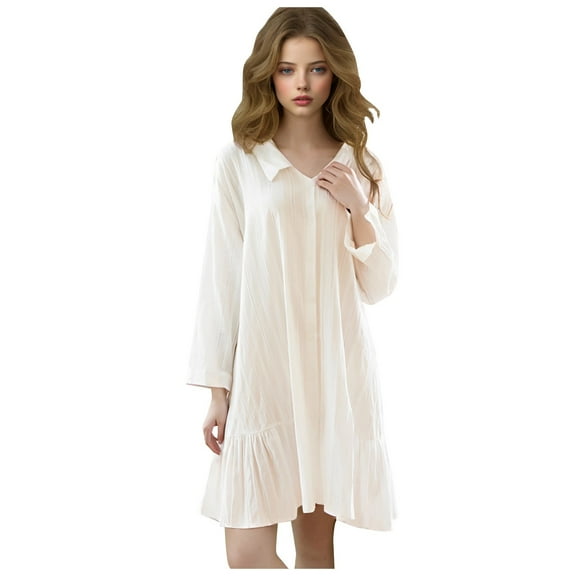 Fgnfyis Womens Pajamas Ladies Plus Size Jacquard Pajamas Lapel Shirt Home Clothes Holiday Pajamas for Women M White