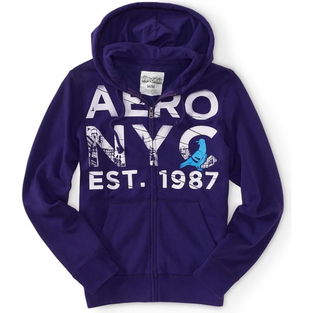 Sudadera con Capucha Aeropostale Cremallera Completa Hombre Morado Grande