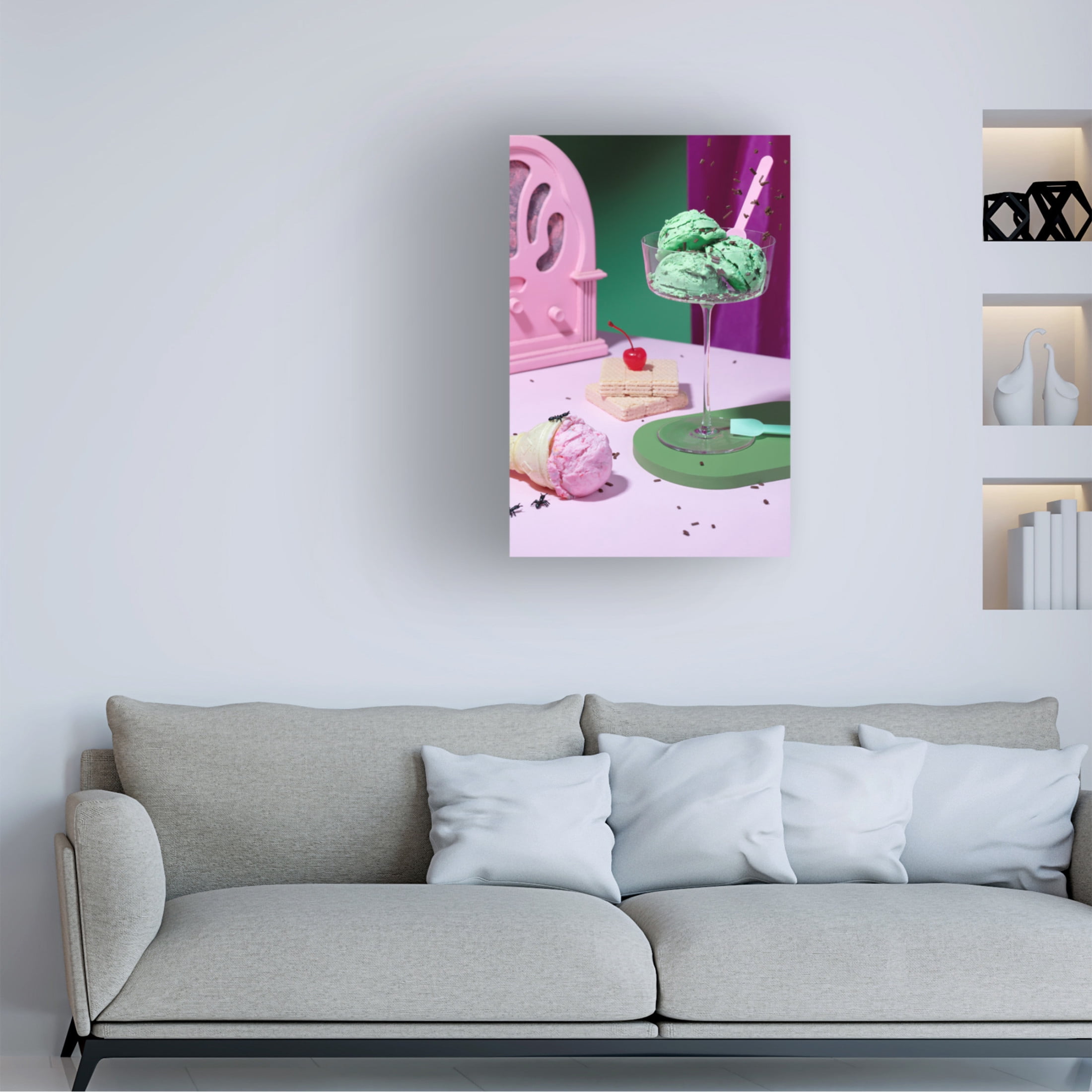 Canvas Wall Art - Julia Ramiro 'Icecream 3' Wall Art for Living Room, Bedroom, or Office D?cor by Trademark Fine Art - 22 x 32 Inches