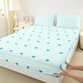 thumbnail image 3 of Manfei Happy Valentine'S Day Bed Sheets,Cute Herat Print King Sheets,Blue Loves Sheet Set For Girls Kids,Ultra Soft Home Decor,4 Pieces, 3 of 7