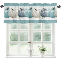 Fall Valance for Windows Blue Pumpkin Curtains Valances Harvest Thanksgiving Rod Pocket Valance Window Treatments Autumn Short Curtains for Kitchen Living Room Bedroom Window Decor 1 Panel 54x18 Inch