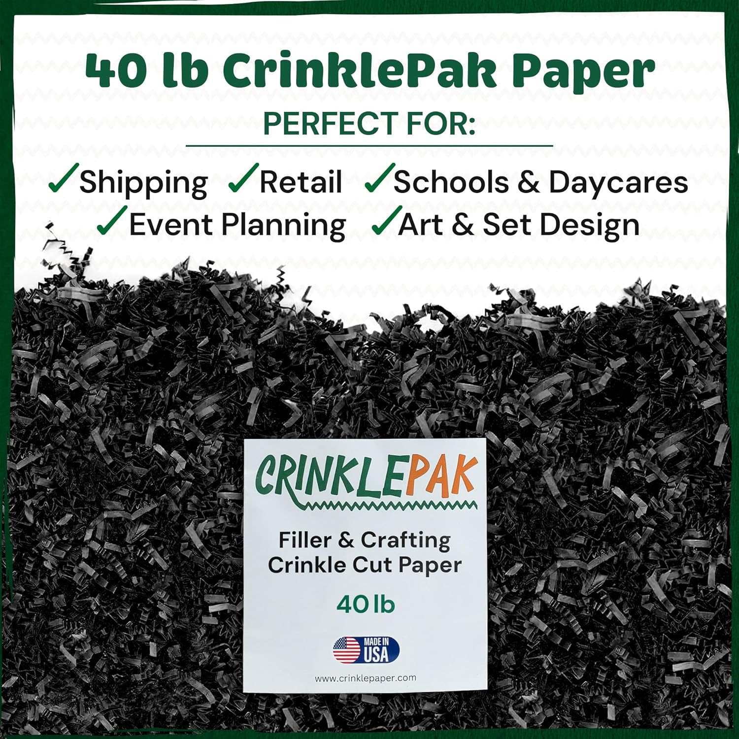 40 LB Black Crinkle Cut Shred