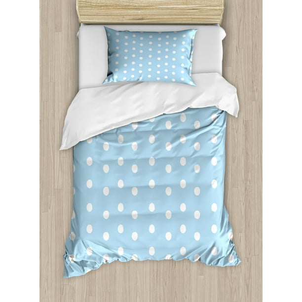 Aqua Twin Size Duvet Cover Set Watercolor Style White Spots On Blue Backdrop Retro Polka - Baby Blue Polka Dots Bedding Aqua Twin Size Duvet Cover Set Watercolor Style White Spots On Blue Backdrop Retro Polka - Baby Blue Polka Dots Bedding