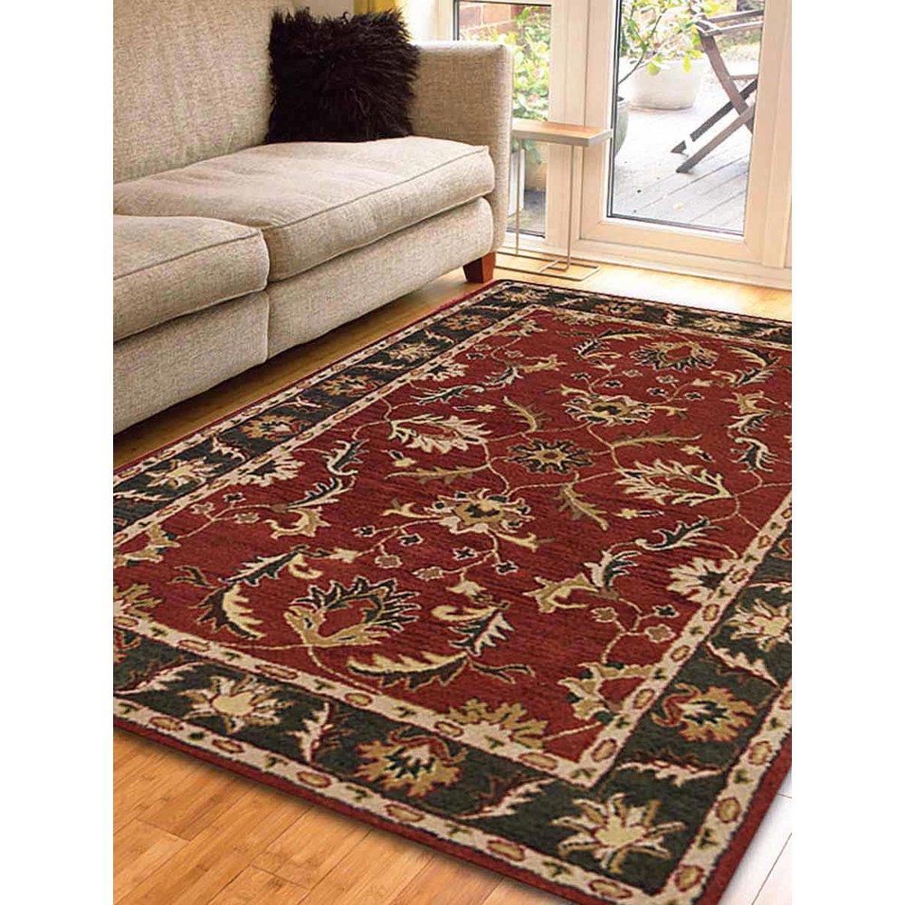 Rugsotic Carpets Hand Tufted Wool 8'x8' Round Area Rug Oriental Red
