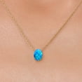 thumbnail image 3 of Gem Stone King 14K Yellow Gold Simulated Blue Opal Pendant Necklace for Women | 1.06 Cttw | Gemstone October Birthstone | Oval Cabochon 8X6MM | With 18 inch Chain, 3 of 6