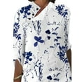 thumbnail image 3 of DYMADE Women Fashion Casual Stand Collar Button Sleeve Printed Dress Mini A-Line Dress, 3 of 4