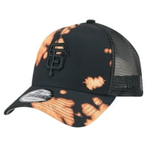Men's-New Era  Black San Francisco Giants Bleached A-Frame 9FORTY Adjustable Hat
