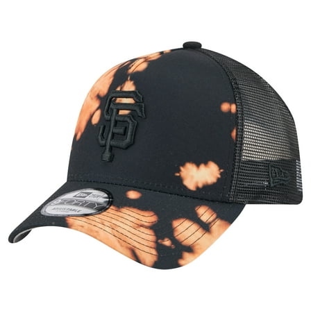 Men's-New Era  Black San Francisco Giants Bleached A-Frame 9FORTY Adjustable Hat