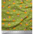 thumbnail image 1 of Soimoi Green Rayon Crepe Fabric Cheese Slice & Rats Kids Decor Fabric Printed Yard 46 Inch Wide, 1 of 1