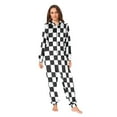 thumbnail image 4 of Adult Christmas Onesie Square Black and White Grid Adult Zipper One-Piece Pajamas Unisex Pajamas with Pockets, 4 of 6
