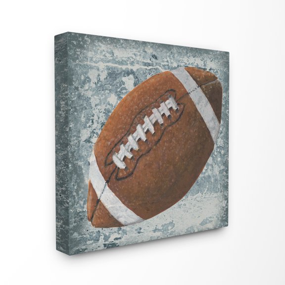 The Kids Room by Stupell Grunge Sports Equipment Football Stretched Canvas Wall Art, 17 x 1.5 x 17
