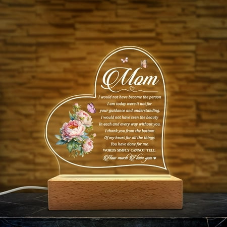

Mom Night Light Gifts - Acrylic Night Light Gifts For Mother From Son Daughter - Mom Lamp Lights Gift For Mothers Birthday Christmas Valentines