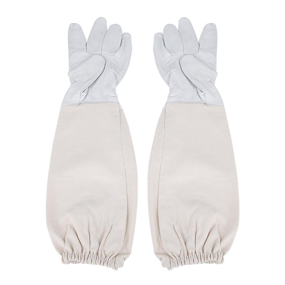 1 Pair Vented Long Sleeves Beekeeping Protective Gloves Guard Long Gloves White