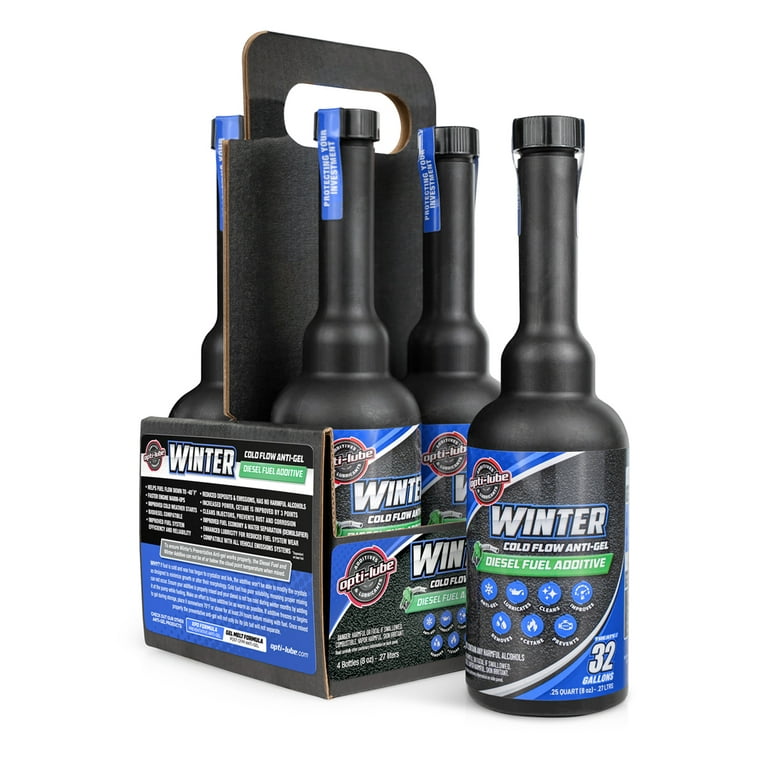 Opti-Lube Winter Anti-Gel Formula Diesel Fuel Additive: Long Neck 8oz Bottles (4 Pack)