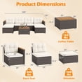thumbnail image 3 of Costway 7 PCS Wicker Conversation Set with Seat & Back Cushions Wood Armrests & Tabletop, 3 of 10