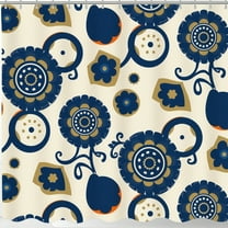 Vibrant Floral Shower Curtain - Blue & Gold Design for Style